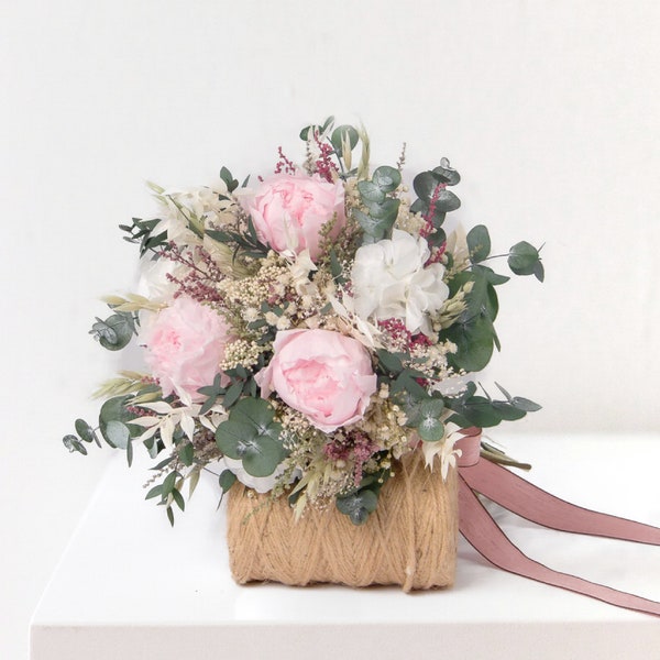 Pastel Pink Peonia Bouquet - Preserved Floral Arrangement for Weddings, Home Decor, Romantic Gift