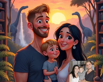 Pixar Style Portrait from Photo | Personalized Couple Cartoon Drawing, 3D Cartoon Art, Unique Gift Idea for Him & Her