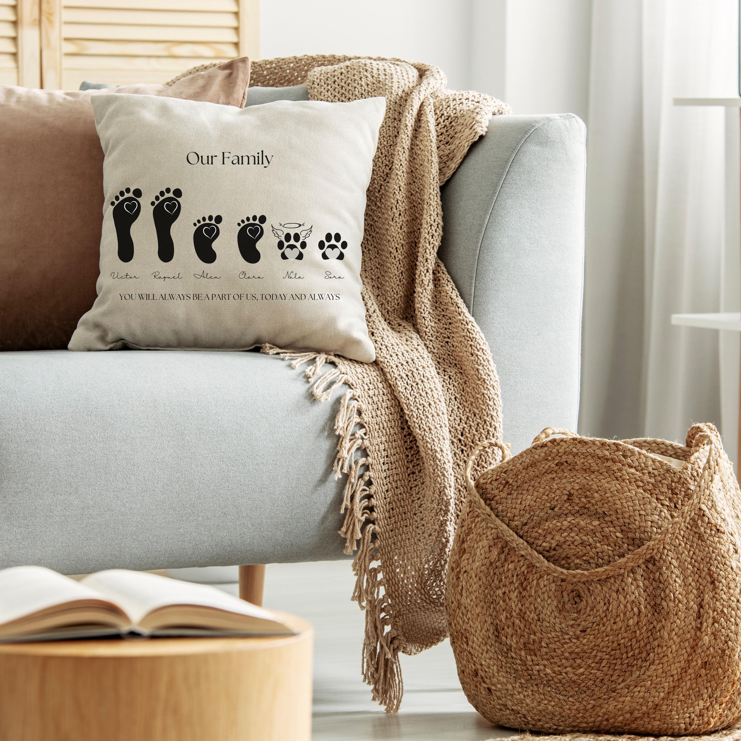 Custom Memorial Pillow - Personalized Family Loss Gift Cushion with Angel Wings - Comforting Remembrance Decor