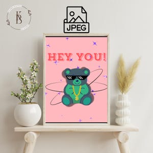 Cool Gummy Bear Printable Digital Wall Art Fun and Playful Candy-Themed Decor Retro Pop Art Style Colorful Gummy Bear Print JPEG Format