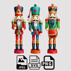 Clipart de desfile de quebra-nozes de Natal – PNG, SVG, JPEG de alta qualidade para designs festivos, artesanatos de férias e decorações sazonais