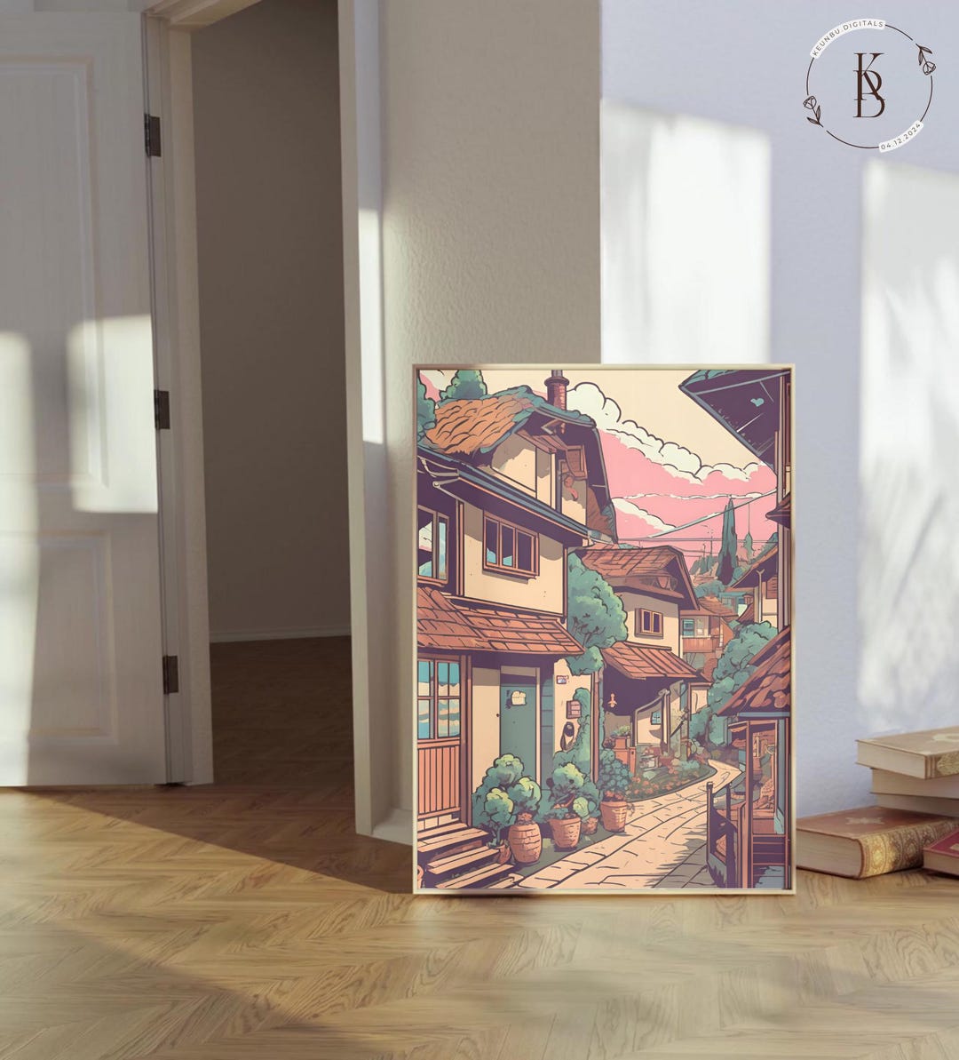 Vintage Retro Buildings Wall Art Classic Cityscape Wall Decor Retro ...
