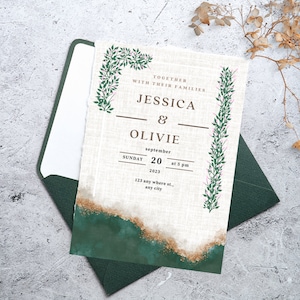 Elegant Beach Wedding Invitation Outdoor Wedding Beachfront Wedding Invitation Digital Editable Template 5x7