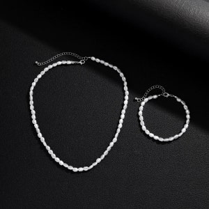 Perlenkette und Perlenarmband Herren unregelmäßige imitations Perlen Bild 4