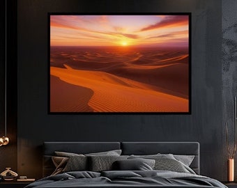 Golden Dune Wall Art - golden hour Sahara desert framed poster