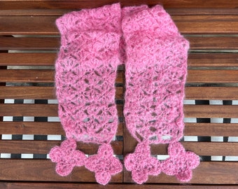 Lace Crochet Pink Mohair Scarf