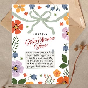 JW Greeting Card. Happy New Service Year. JW Pioneer Gift Instant Digital Download Printable