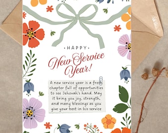 JW Greeting Card. Happy New Service Year. JW Pioneer Gift Instant Digital Download Printable