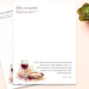 JW 2026 Memorial Invitation Letter Writing Paper Printable JW Memorial Stationery | Lined & Unlined PDF | Memorial Emblems