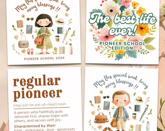 Pioneer School 2026 Printable Cards | JW Pioneer School Bundle | Appreciation Cards | Digital Download | 4 Printable Designs