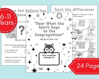 Cuaderno de trabajo para niños de los TJ / Escuche lo que el Espíritu dice a las congregaciones / Libro de actividades para la asamblea de los TJ / De 6 a 11 años (24 páginas, tamaño carta de EE. UU., PDF imprimible)