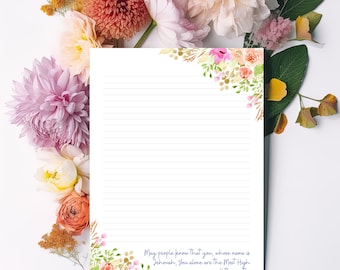 JW Briefpapier | Psalm 83:18 Briefpapier | Briefpapier für Ermutigung & Geistlichkeit | Florales Design
