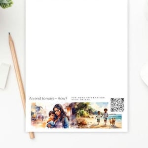 An End To Wars - How |JW Letter Writing Paper – 4 beautiful designs in A4 & Us Letter, lined and unlined, Pdf format QR to website