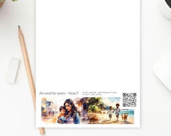 An End To Wars - How |JW Brief Papier – 4 schöne Designs in A4 & US Letter, liniert und unliniert, Pdf Format QR für Website