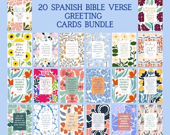 Paquete de tarjetas de felicitación con versículos bíblicos en español de JW 20 / Tarjetas Escrituras Imprimibles TJ / Descarga digital de Escrituras Florales de 5 x 7