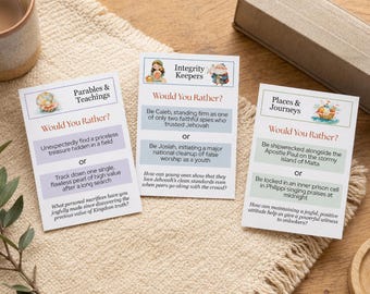 JW Family Worship Would You Rather Game | 104 Bible Discussion Cards | Printable PDF | Family Worship Activity | Instant Download