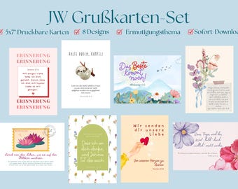 JW Karten-Set | 8 Ermunterungskarten | Bibelverse | Printable 5x7 | Digitaler Sofort-Download