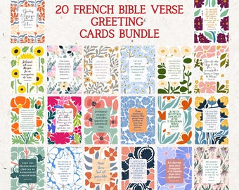 FRENCH Lot de 20 cartes de vœux bibliques JW | Cartes imprimables encourageantes | JW Scripture Greeting cards 5x7 Digital Download