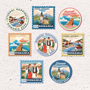 Etiquetas adhesivas para la Convención Internacional JW Felicidad Eterna de Rumania 2026, imán, descarga instantánea digital, PDF y PNG, etiquetas Avery imprimibles.