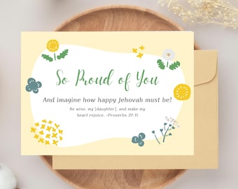 JW Baptism Card. So Proud of You Proverbs 27.11. Baptism or other Spiritual Milestones. Digital Instant Download. Printable 5x7