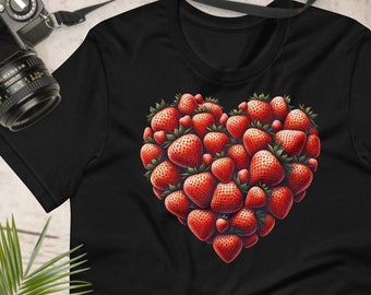 Romantic Strawberry Heart Shirt for Men and Women, for friend shirt gift idea strawberry love t-shirt