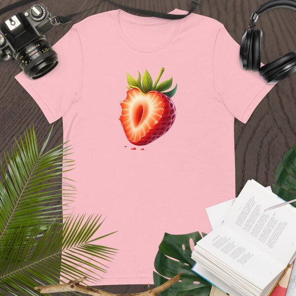 Bite of Summer Strawberry Shirt Juicy Fruit Casual Wear for Garden Lovers Foodie Gift Idea for her berry unique fruit design for him unisex