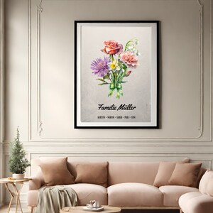 POSTER Geburtsblumen, Familienstrauß, Omas Garten, Geschenke für Oma, Geschenke für Mama, Family Birth Flowers, Muttertagsgeschenk Bild 6