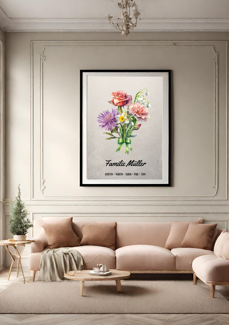 POSTER Geburtsblumen, Familienstrauß, Omas Garten, Geschenke für Oma, Geschenke für Mama, Family Birth Flowers, Muttertagsgeschenk Bild 6