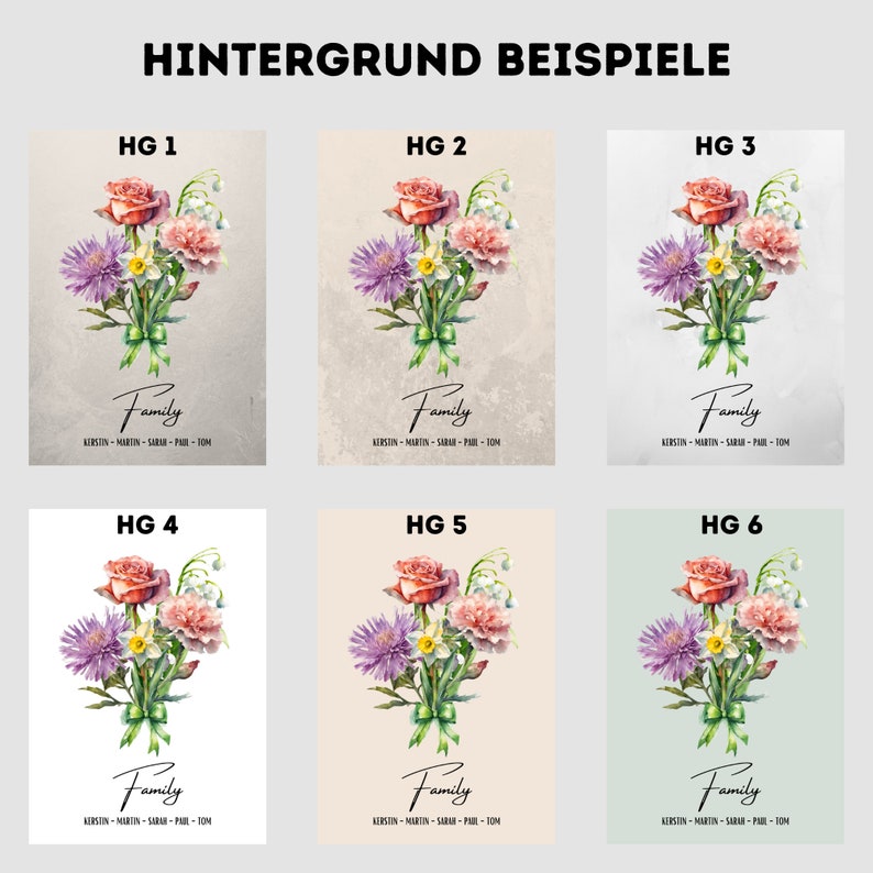 POSTER Geburtsblumen, Familienstrauß, Omas Garten, Geschenke für Oma, Geschenke für Mama, Family Birth Flowers, Muttertagsgeschenk Bild 3