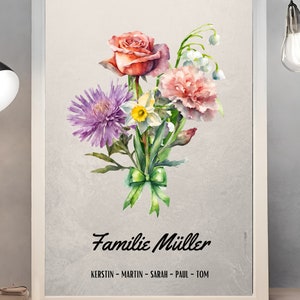 POSTER Geburtsblumen, Familienstrauß, Omas Garten, Geschenke für Oma, Geschenke für Mama, Family Birth Flowers, Muttertagsgeschenk Bild 8