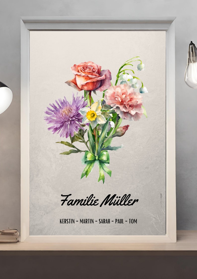 POSTER Geburtsblumen, Familienstrauß, Omas Garten, Geschenke für Oma, Geschenke für Mama, Family Birth Flowers, Muttertagsgeschenk Bild 8