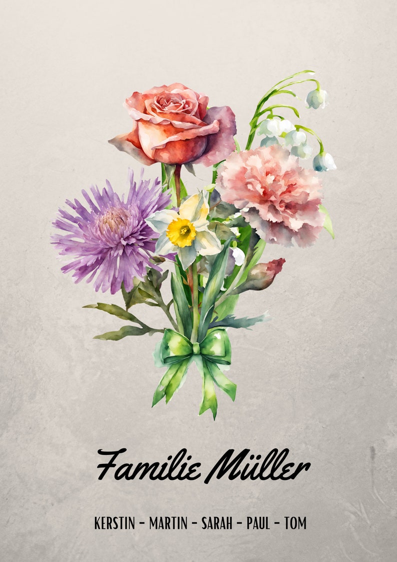 POSTER Geburtsblumen, Familienstrauß, Omas Garten, Geschenke für Oma, Geschenke für Mama, Family Birth Flowers, Muttertagsgeschenk Bild 5