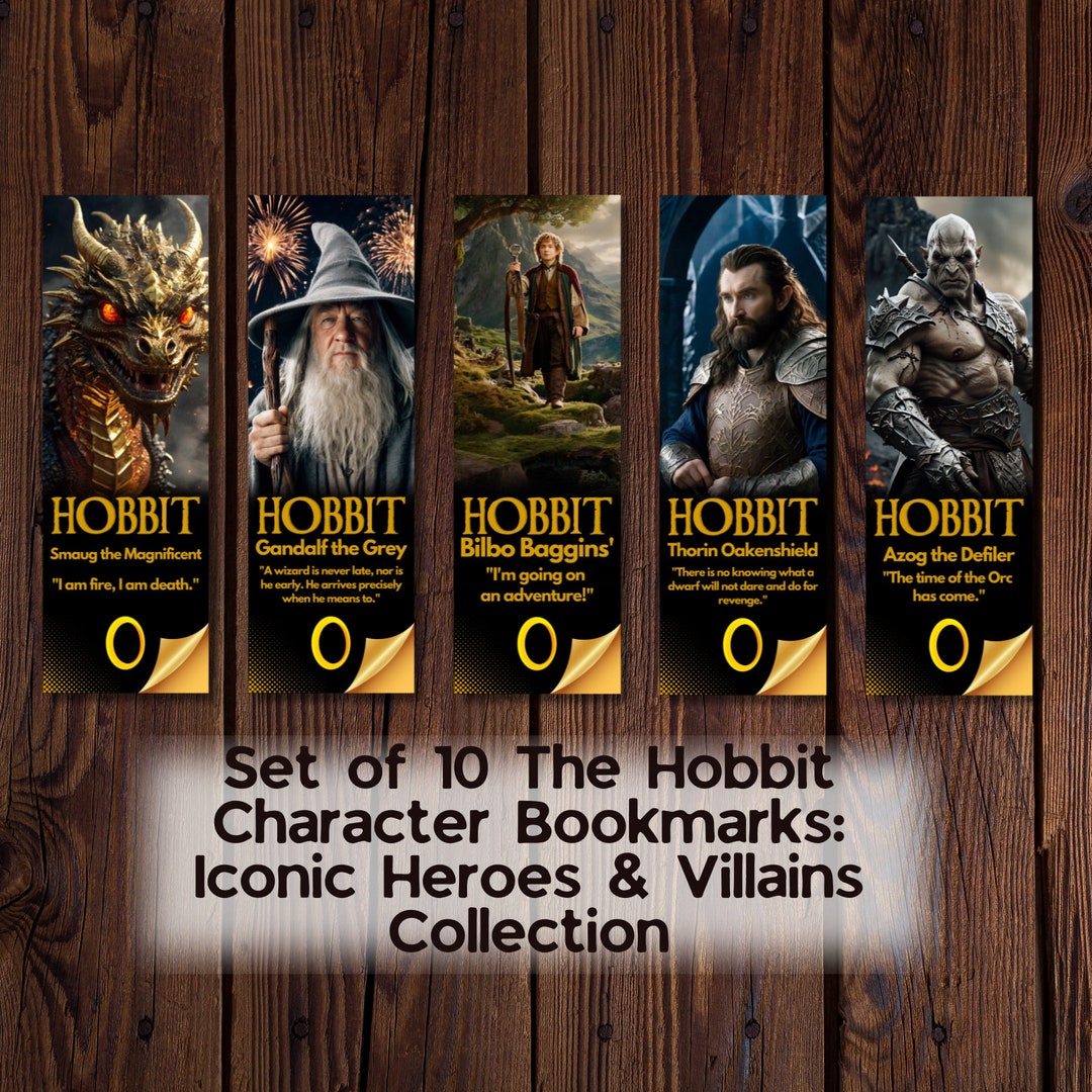Magical Hobbit Character Bookmarks, Instant Download Set of 10, Unique