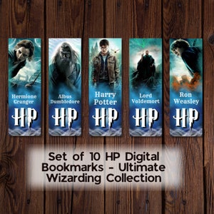 Set von 10 HP Digital Lesezeichen - Ultimative Zauberhafte Sammlung, PNG Sublimationslesezeichen, Geschenk, Cricut, Silhouette Druck und Schnitt
