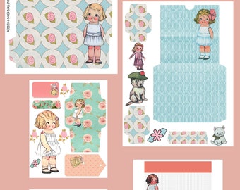 Kit de diario basura con muñecas de papel: Manualidades de scrapbooking imprimibles (descarga digital)