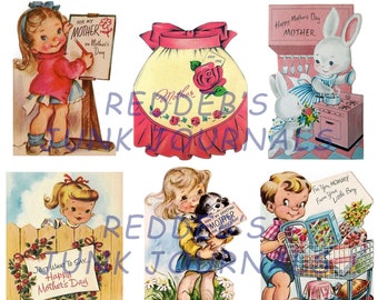 Tarjetas vintage para el Día de la Madre: Imágenes prediseñadas retro imprimibles (PDF)
