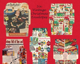Vintage Christmas Scrapbook Envelopes, Instant Download, PDF Printable, JPEG Printables, Scrapbook Ephemera