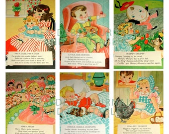 Vintage Nursery Rhymes Gift Tags - ATC - Digital Collage Sheet - Instant PDF/JPEG Download - Scrapbooking - Crafting - 300 dpi