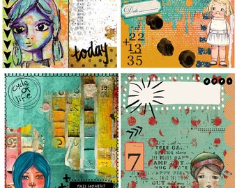 Papiers pour collage technique mixte : arrière-plans imprimables pour scrapbooking (téléchargement numérique)