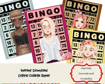 Printable Bingo Cards: Digital Collage Sheet (2.5x3.5 inch) (Digital Download)