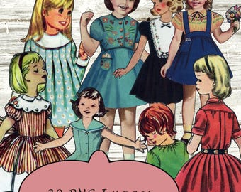 29 Vintage Children Clip Art PNG Images: Scrapbook Papercrafts (Digital Download)