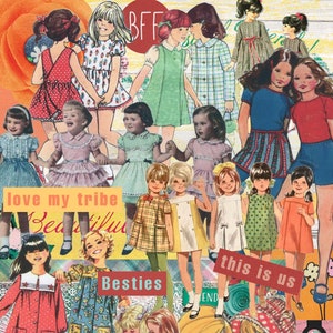 Kit de diário de lixo de amizade, kit digital de diário de lixo, kit digital de diário de lixo, imprimíveis de diário de lixo de amigos, kit de itens efêmeros, clip art