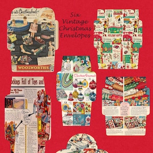 Envelopes de álbum de recortes de Natal vintage, download instantâneo, impressão em PDF, impressão em JPEG, coisas efêmeras de álbum de recortes