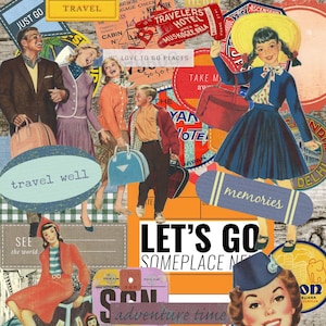 Travel Junk Journal Kit - Instant Download afdrukbare Junk Journal Kit - Travel Clip Art, ephemera, pdf- en jpeg-printables