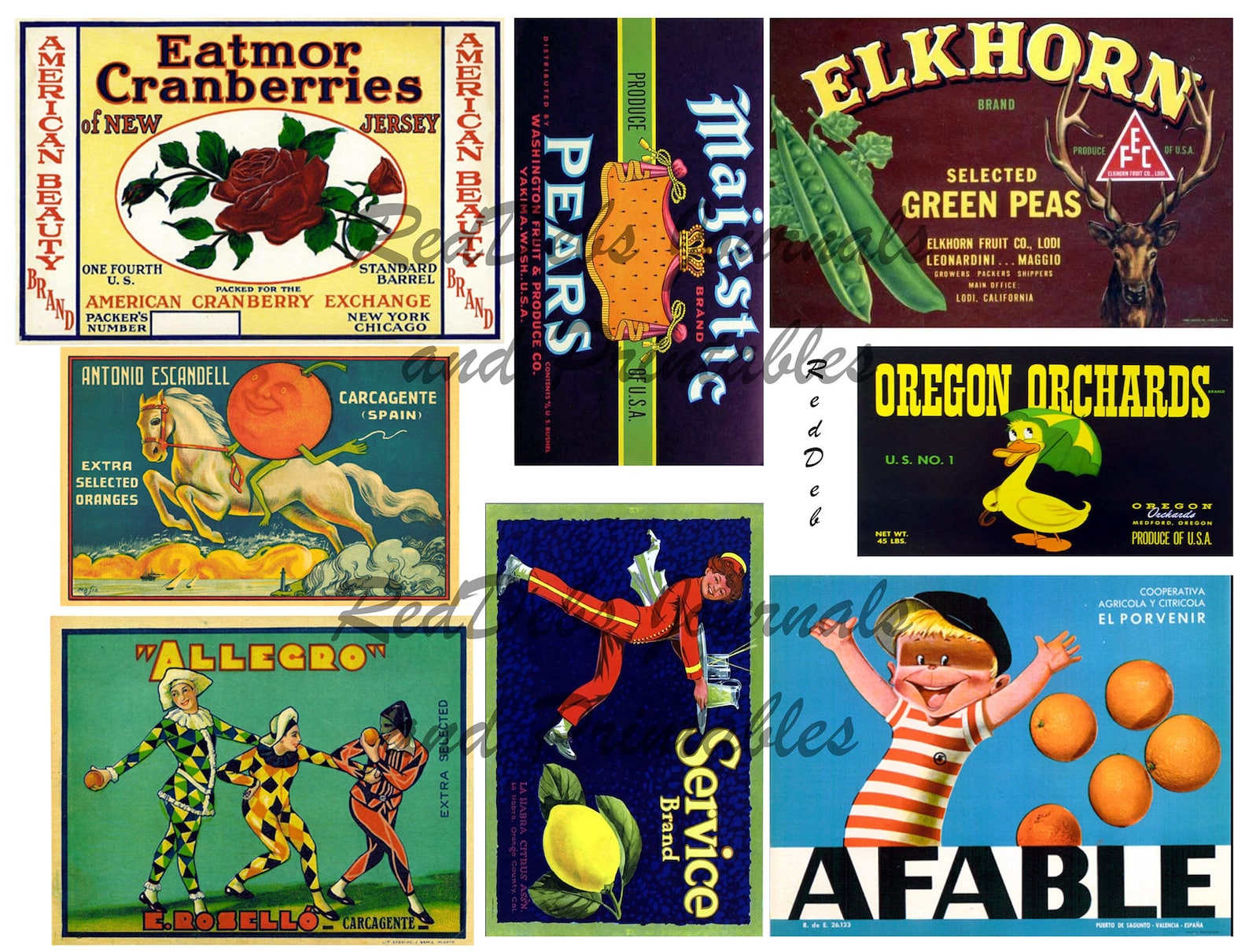 Printable Vintage Fruit Labels: Ephemera, Scrapbook Art (PDF & JPEG) - Etsy