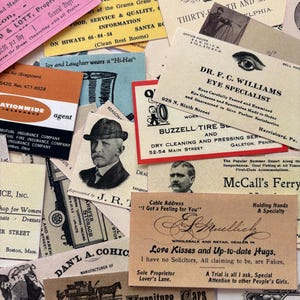 50 Vintage Business Cards Collage Sheets: Junk Journal Ephemera (Digital Download)