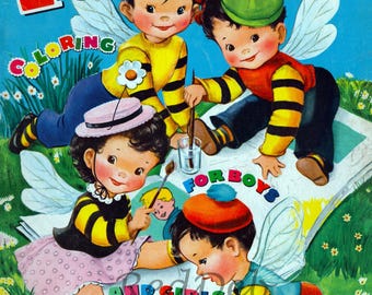 Páginas para colorear vintage en formato PDF para imprimir, descarga digital: Día de diversión de 1962