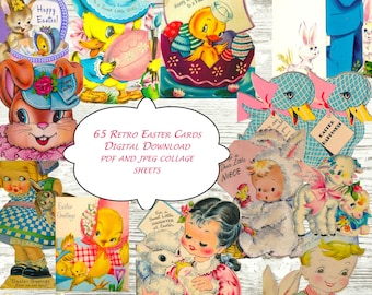 65 Vintage Easter Cards Digital Download PDF and JPEG Collage Sheets