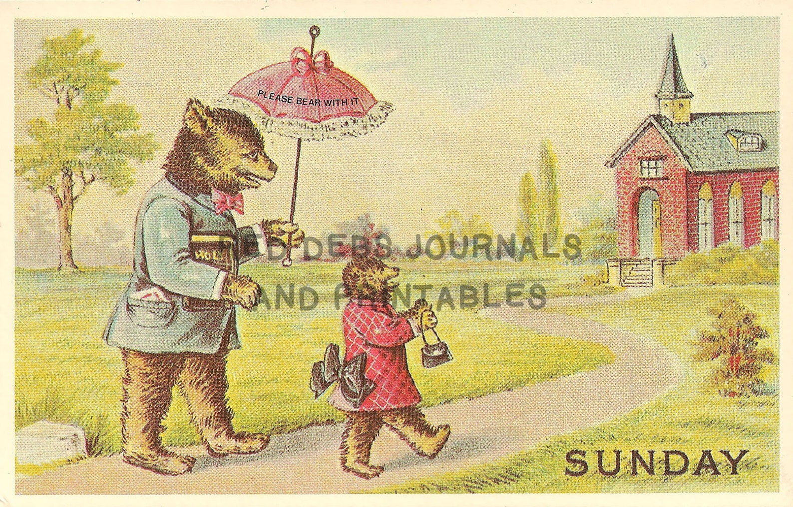 Vintage Postcards Linen Postcards Instant Download Days of the Week