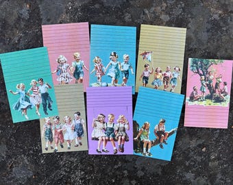 Scrapbook journaling cards printed and cut for you. Vintage children images.